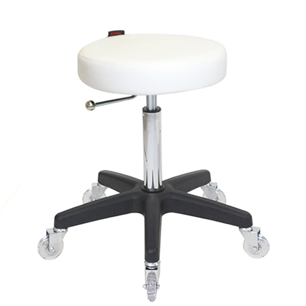 Turbo White Salon Stool - Black Base