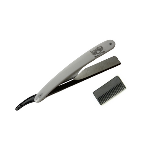 BOB Professional White Cut Throat Razor - With Bonus Thinner Comb