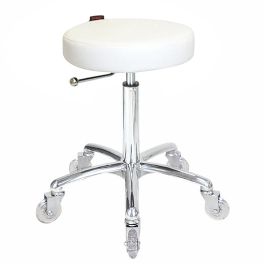 Turbo White Salon Stool - Chrome Base