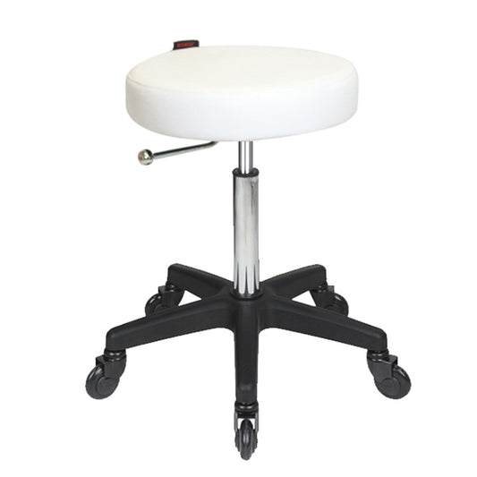 Turbo White Salon Stool - Black Base - Click'n Clean Castor Wheels